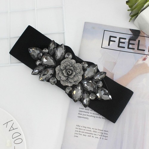 Shiny Rose Elastic Belt Bling Rhinestone Dresses Belt For Women Party Gift US - Picture 11 of 15