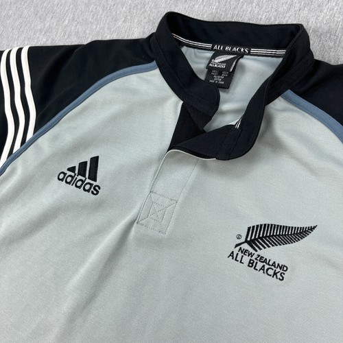 Adidas All-Blacks Rugby Jersey Mens XL Black Gray Button-Up New Zealand Official - Picture 3 of 13