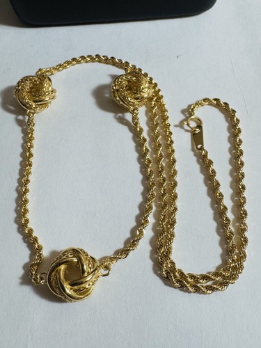 Pure New 18K 750 Dubai Gold Knot Love Necklace 15.5-16 Inch 5g 2mm - Picture 7 of 24