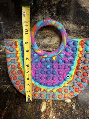 Pop It Fidget Rainbow Rubber Purse Bag Blue Eyes Beach Travel Vibrant Colors - Picture 3 of 5