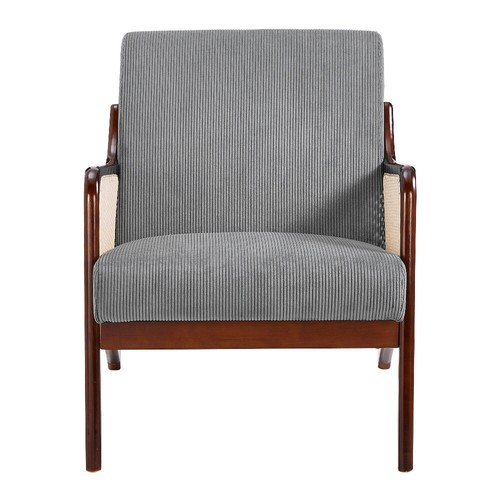 Single Sofa Seat Fabric Upholstered Living Room Chair Accent Armchair Rattan Arm - Picture 7 of 13