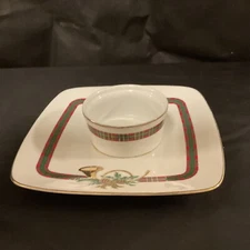 George’s Briard The Hunt Single Piece Attached Chip And Dip Plate 9 1/2 In