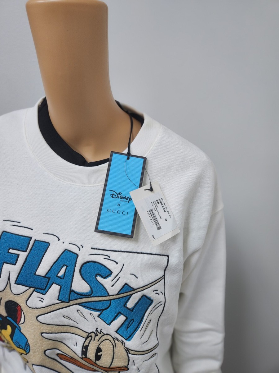 NWT Gucci Donald Duck Flash Disney Sweatshirt White Size XS