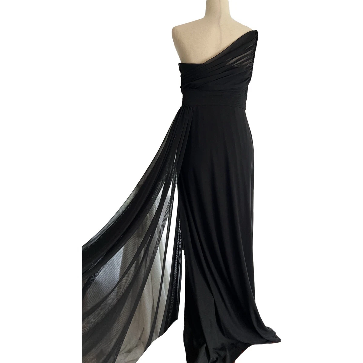 MIKAEL AGHAL Grecian Evening Gown Black Size 8 NWT