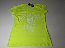 Pittsburgh Steelers womens neon green short sleeve shirt light weight Large NWT