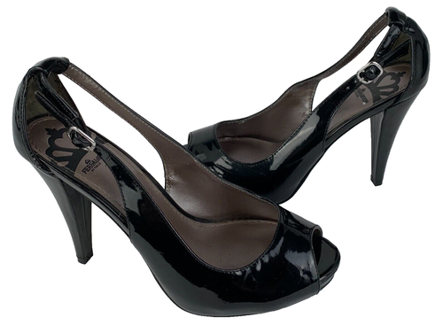 Fergalicious by Fergie 8 M Side Buckle 4.25" Heels Black Patent Leather Pumps