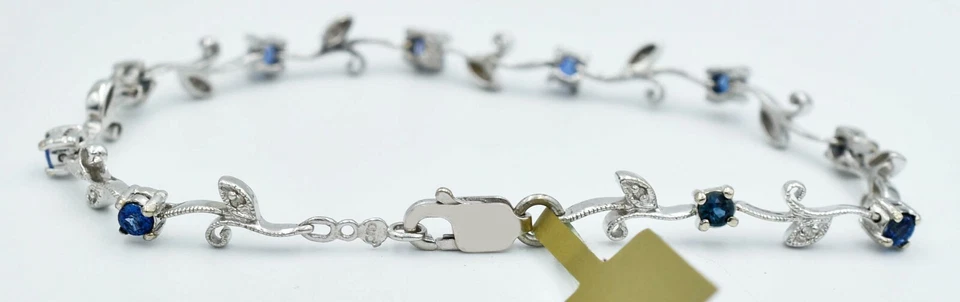 PULSERA TENIS TANZANITA Y DIAMANTES ORIGINAL 1,10 quilates oro blanco 14k * nueva con etiquetas Foto 2 de 4