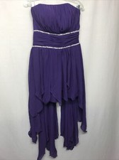 Women's Purple Short Strapless Bridesmaids Prom Wedding Dress Sz 8 P-3