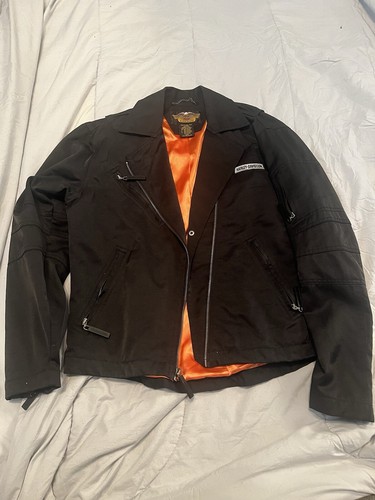Harley Davidson Jacket Womens Small Black Biker Full Zip Bomber Preowned Nice - Picture 5 of 12
