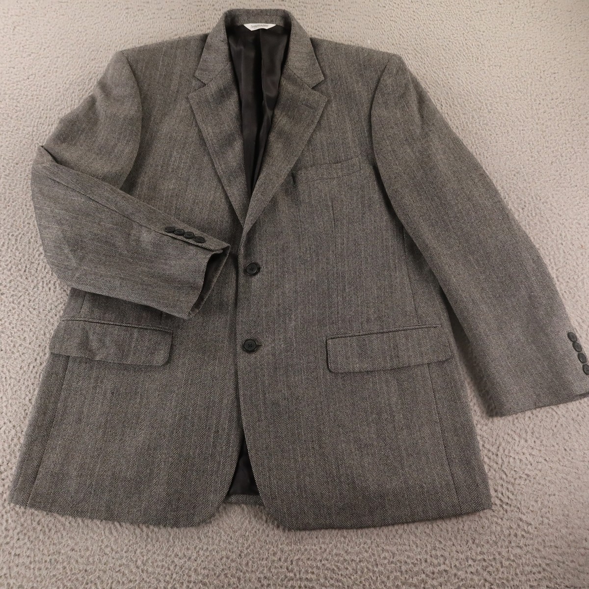ジャケット・アウター slow Lamdswool-Tweed jaket Tweed Jacket L Gray Herringbone 100% Wool Lambswool Blazer