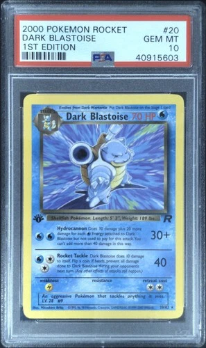 2000 POKEMON ROCKET 1ST EDITION #20 DARK BLASTOISE PSA 10