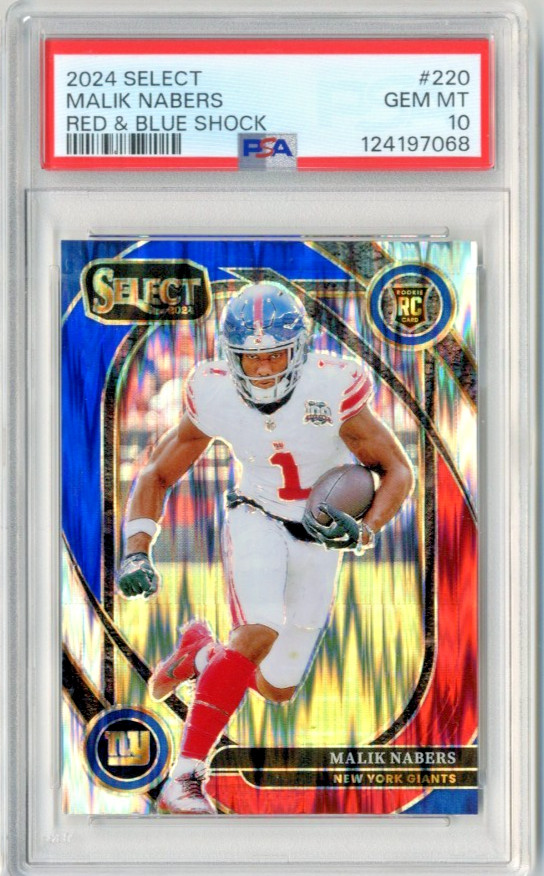 2024 Select Malik Nabers Club Level Red & Blue Shock RC #220 PSA 10
