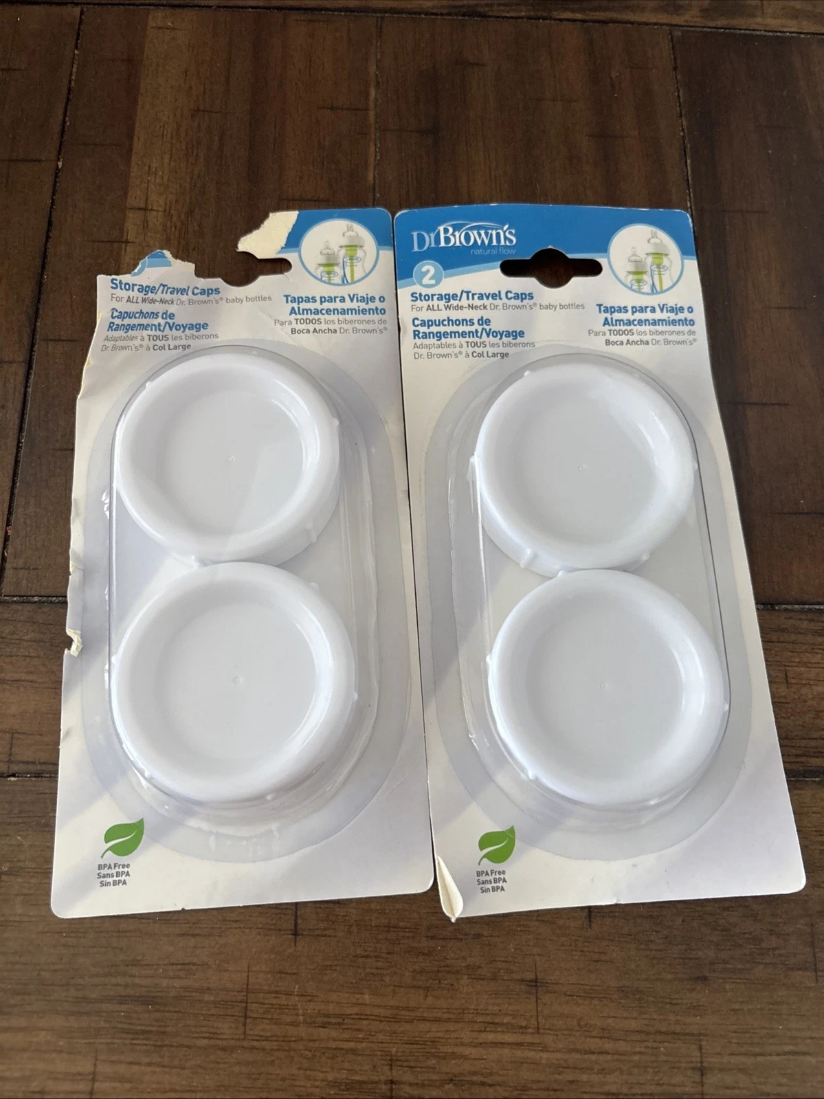 SEALED Dr. Brown's Wide-Neck Bottle Travel Storage Caps 4 Pack