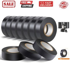 10 Pack Black Electrical Tape Waterproof  3/4 in x 60ft  High Temperature Elect...