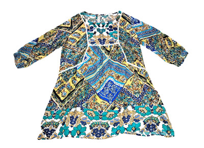 Womens UMGEE boutique boho tunic dress SMALL moroccan crochet western keyhole