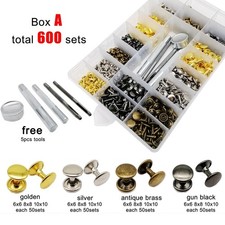 400/600sets 6 8 10mm Double Cap Rivet Stud Tack Kit Box for Leather Belt Bag DIY
