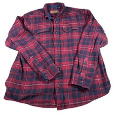 Orvis Heavy Flannel Button Down Shirt Jacket Mens XL Red Plaid Cotton 1312517