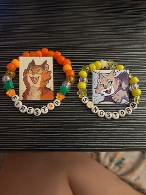 Firestar & Sandstorm Warrior Cats Inspired Single Kandi Bracelets Double Set