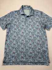 Vineyard Vines Performance Polo Shirt Mens Medium Blue Swordfish Animal Print