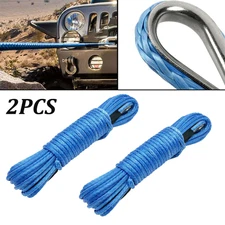 2PCS 1/4"x50' 10000LBS Synthetic Winch Rope Line Recovery Cable 4WD ATV UTV AB