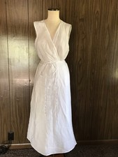 Mango XXL Linen White Wrap Dress, Size 12 USA