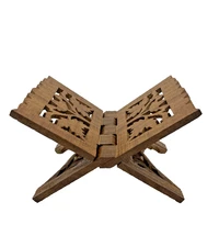 Sm Wooden Book Stand Holder Reading Rest Cookbook Display Carved Design 3.5" T