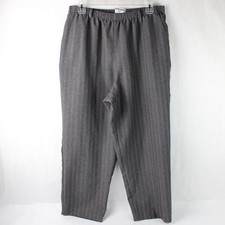 Alfred Dunner Gray Striped Pull On Dress Pants Women's Size 14 Petite