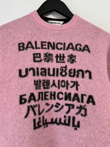 Balenciaga Pink Seven Languages Sweater Women’s Size XS Logo Designer Luxury - Picture 5 of 13