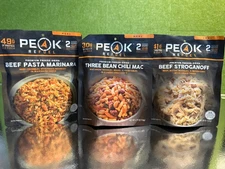 Peak Refuel Entrée Bundle #1 – Beef Pasta Marinara, Chili Mac, Beef Stroganoff