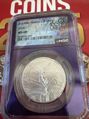 2024 MEXICO SILVER LIBERTAD 1/2 OZ NGC MS 69 GEM Purple Core