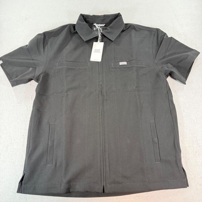 FIGS Carlisle Zip Scrub Top Mens Small Black Technical Medical