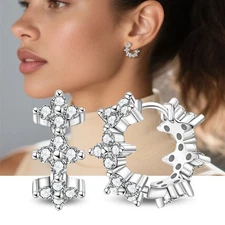 KUNSIR 925 Sterling Silver AAA CZ Sparkling Hoop Earrings For Women Jewelry Gift