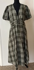 Anthropologie The Katerina Button-Front Dress Women’s XS Green Plaid Maxi