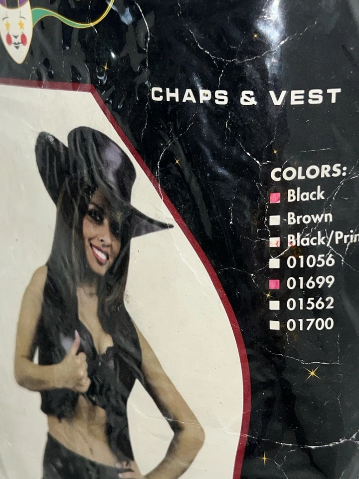 Women's Medium 8-10 Range Rider Cowgirl Black Faux Leather Chaps and Vest Set - Image 4 of 4