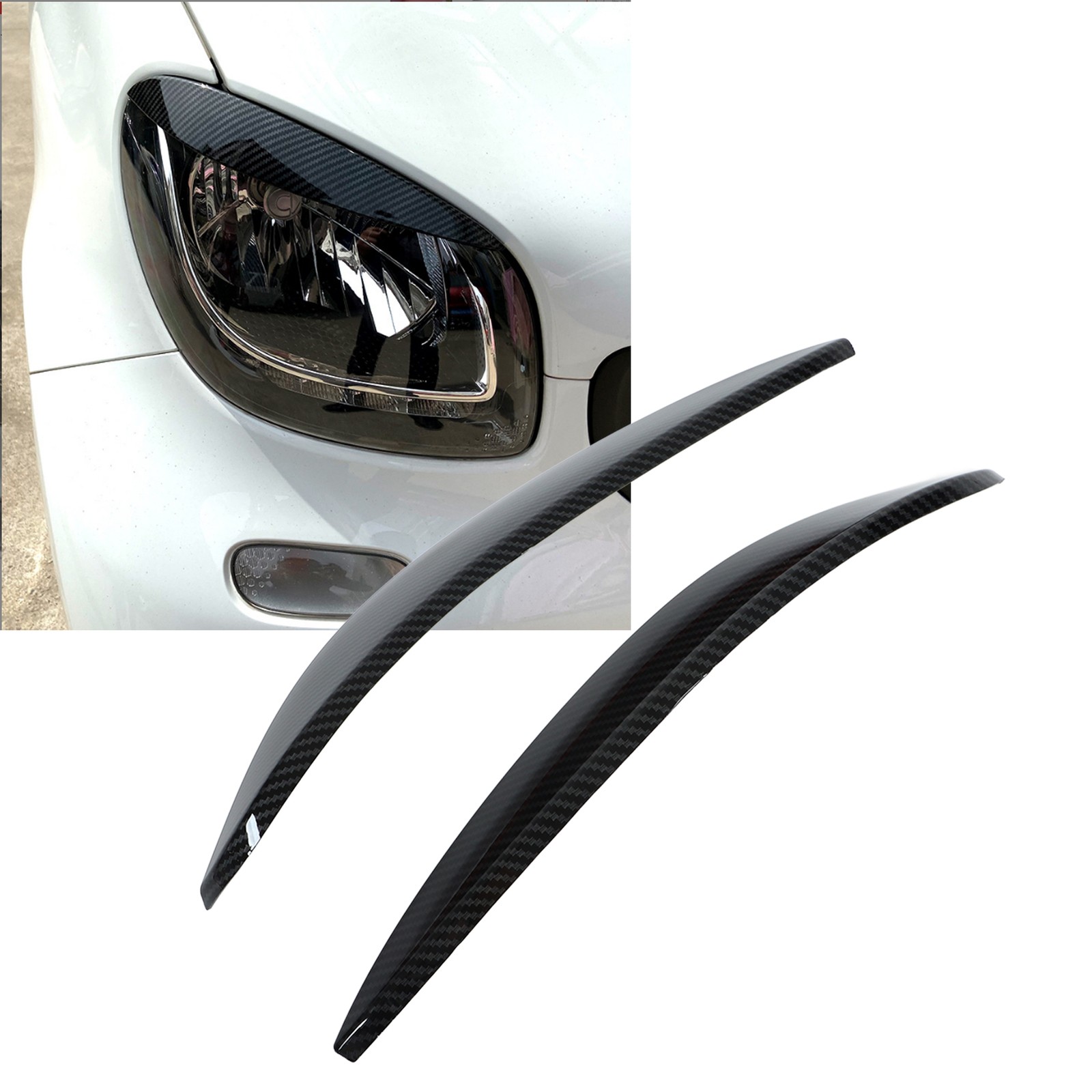 2pcs Headlight Eyebrow Left Right ABS Replacement For Smart 453 Fortwo Forf