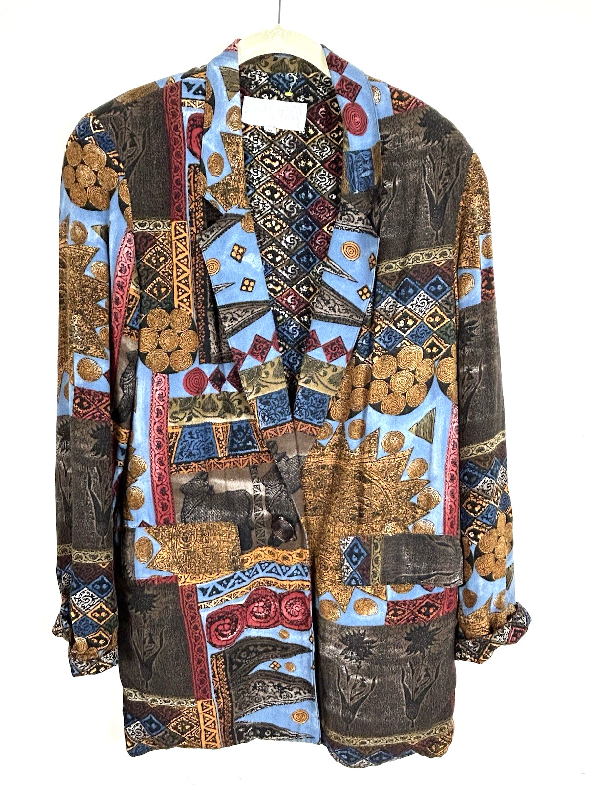 Platinum Dorothy Schoelen Blazer Medium Art To Wear Cotton Pockets Oversized