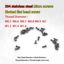 3pcs M0.5 M0.6 M0.7 M0.8 M0.9 SUS304 steel micro screws Slotted flat head screw