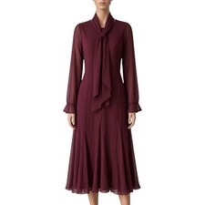 ASTR The Label Purple Chiffon Tie Neck Midi Dress Size Medium Secretary Business
