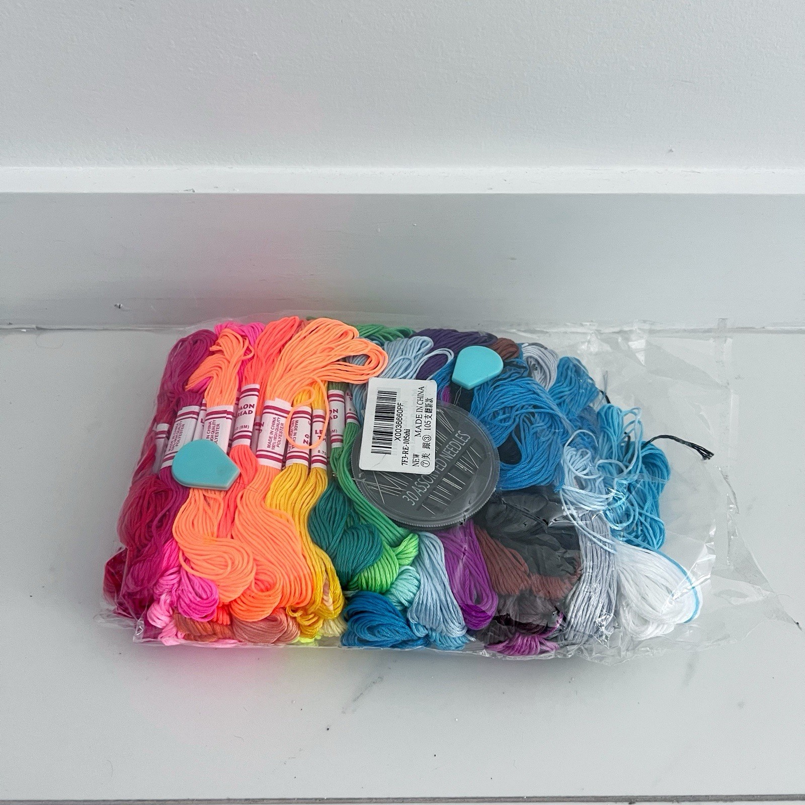 Thread Floss And Set Of Needles Cross Stitch Bracelet
