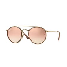 Ray-Ban Round Double Bridge RB3647N Rose Gold Flash Lens 51mm Sunglasses