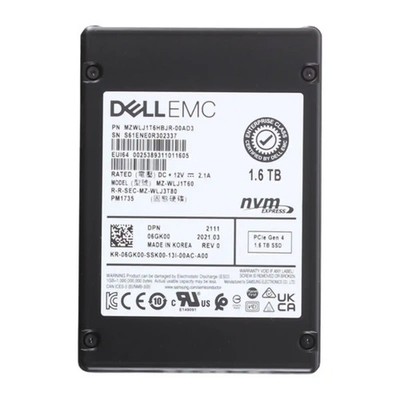 Dell 6GK00 1.6TB Mixed Use SFF 2.5in U.2 PCIe 4.0 NVMe SSD 06GK00