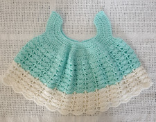 Crochet Dress. 0-3 Months in Mint & White