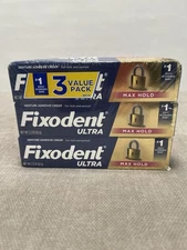 Fixodent Ultra Max Hold Secure Denture Adhesive 2.2oz, Pack of 3