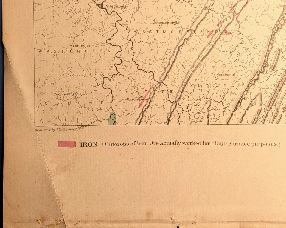 1872 Map Pennsylvania Iron, Anthracite Coal, Petroleum & Zinc Walling Gray - Image 4 of 4
