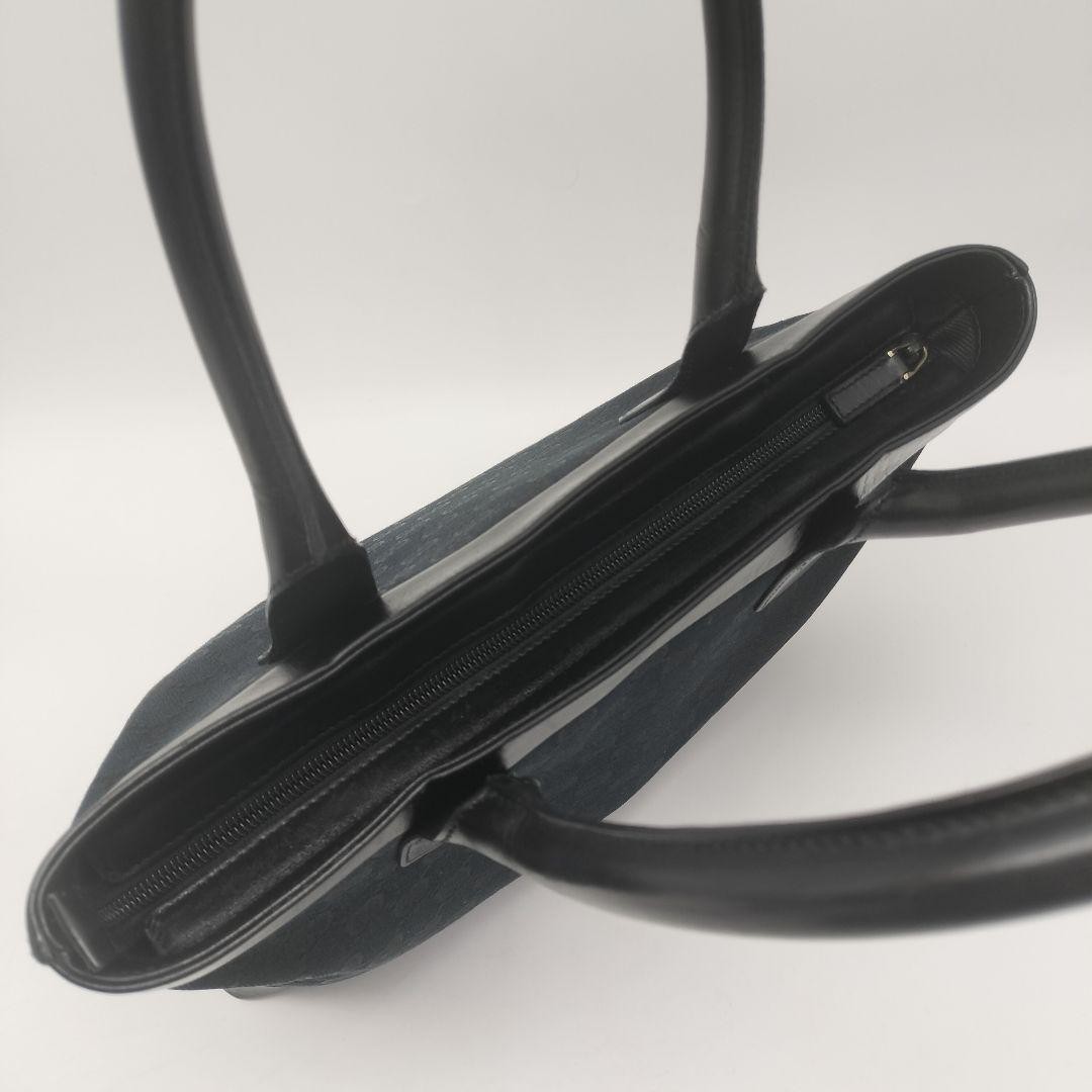 GUCCI Tote Bag GG Pattern Black Leather Canvas Near Mint Condition thumbnail 8