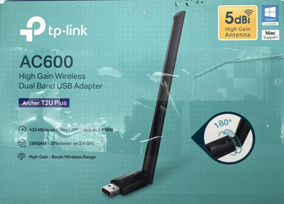 TP-Link Archer T2U Plus AC600 High Gain Wireless Dual Band USB Adapter