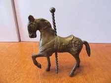 Vintage Cast Brass Carousel Horse Pony Statue Figurine Sculpture Paperweight EUC