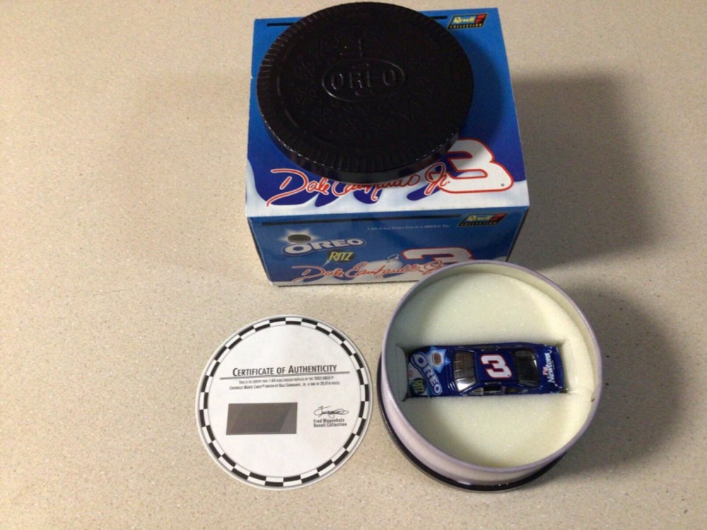 Dale Earnhardt Jr #3 Oreo Cookie Shaped Tin With 1/64 Stock Car & COA