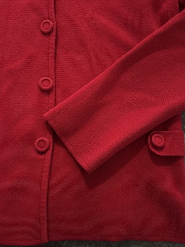 Lands End Red Cardigan Jacket Size Medium - Foto 3 di 4