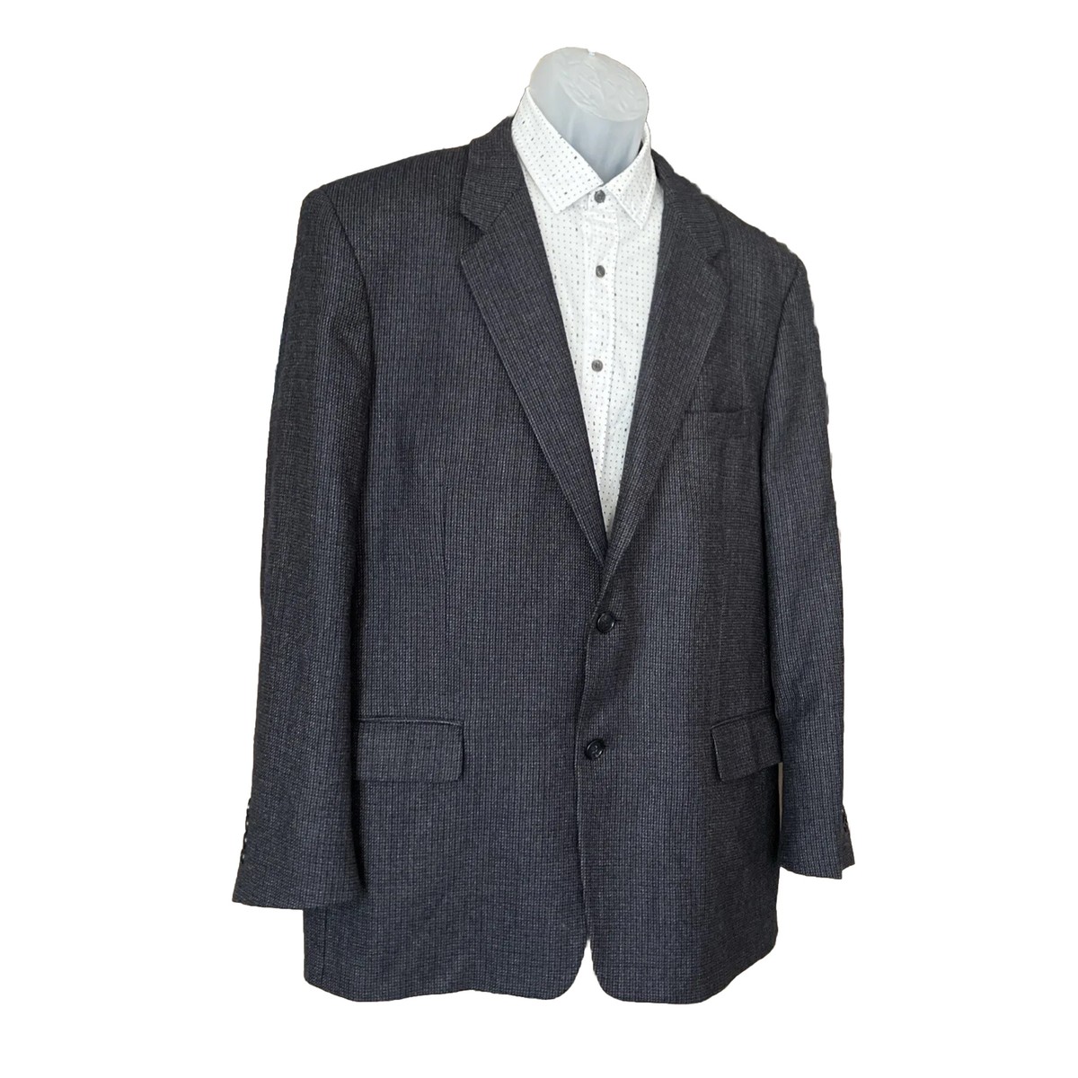 Club Room From Macys Men's Sport Coat Blazer Two Button Gray Wool Cashmere  46R